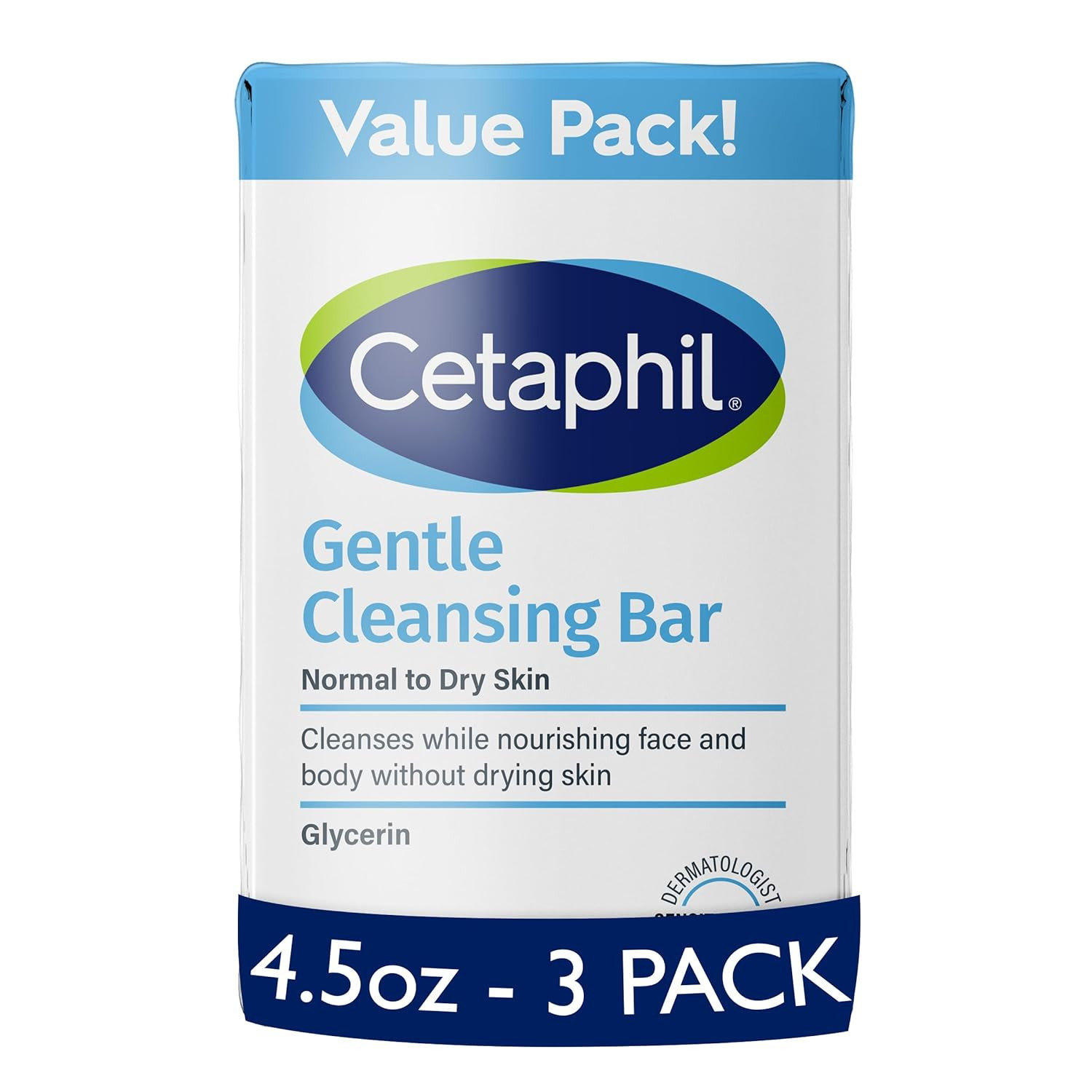 Cetaphil Gentle Cleansing Bar Soap Pack of 3 for Dry Sensitive Skin