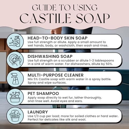 Natural Castile Soap | Organic Liquid Soap for Hair, Body, Hands & Home | Con…