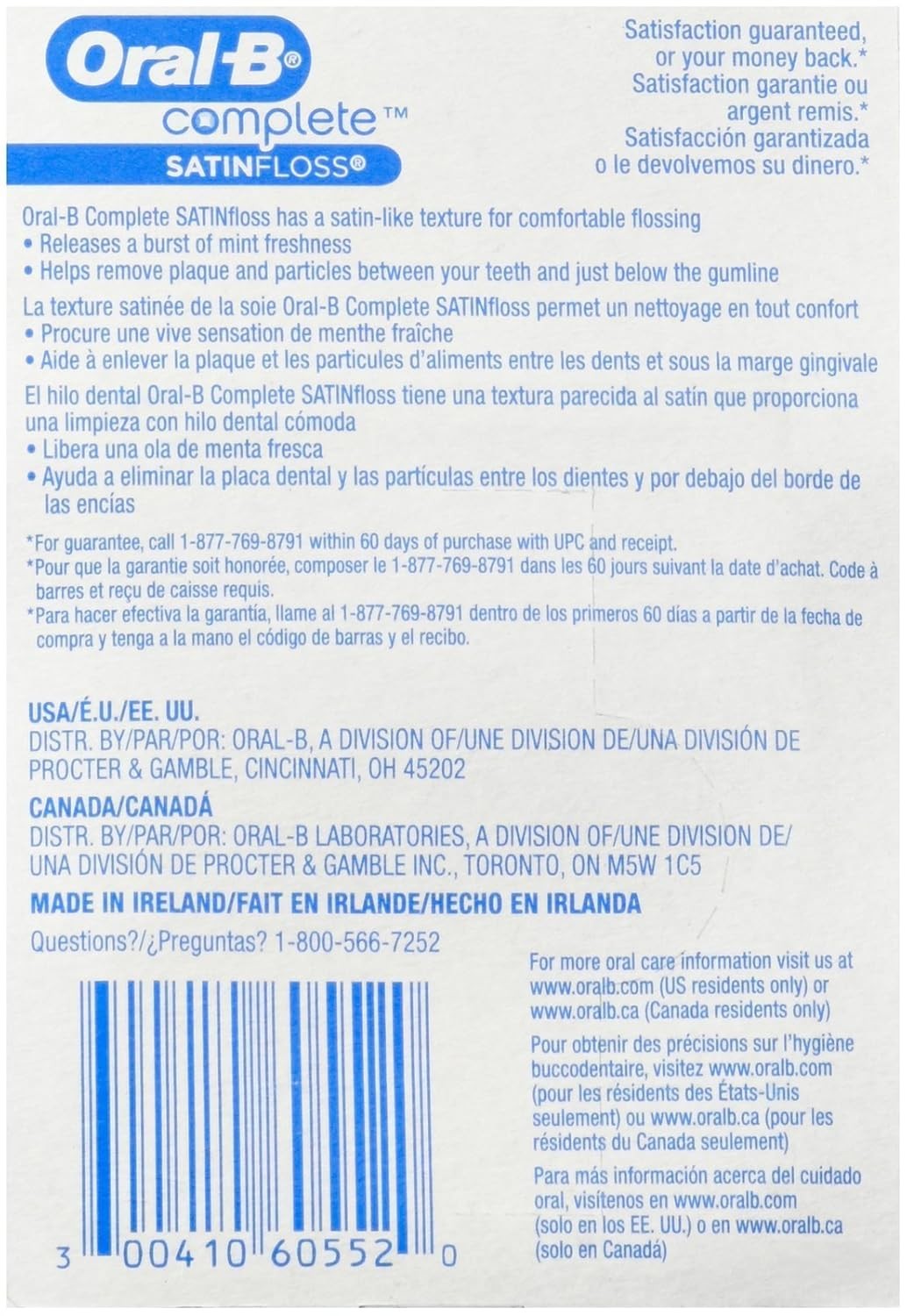 Oral-B Complete SATIN floss Dental Mint 55 yds