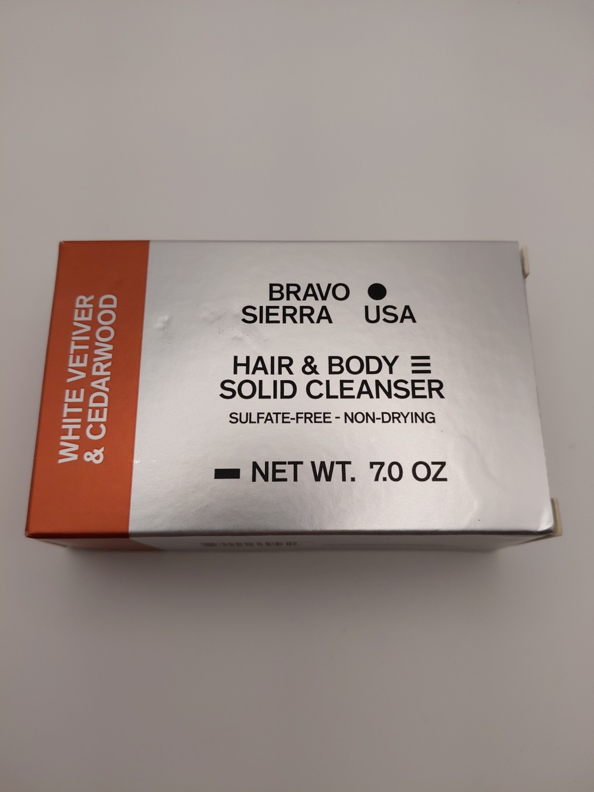 Bravo Sierra USA Hair & Body Solid Cleanser Bar White Vetiver Cedarwood 7oz NEW