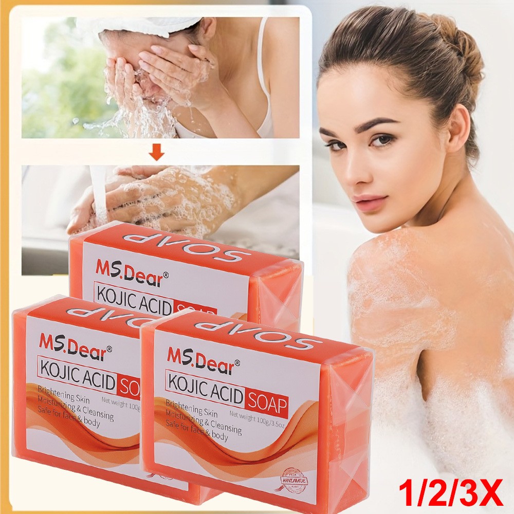 1/2/3X Dark Skin Brightening Soap Original Kojic Acid Soap for Spot Whitening