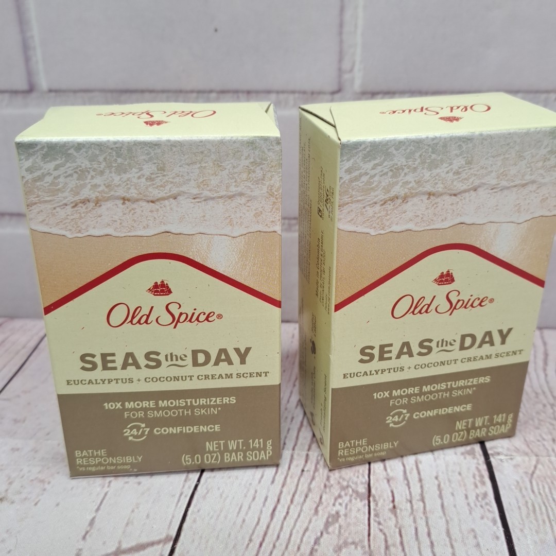 2 Old Spice Seas The Day, Eucalyptus Coconut Bar Soap 5oz Each Discontinued