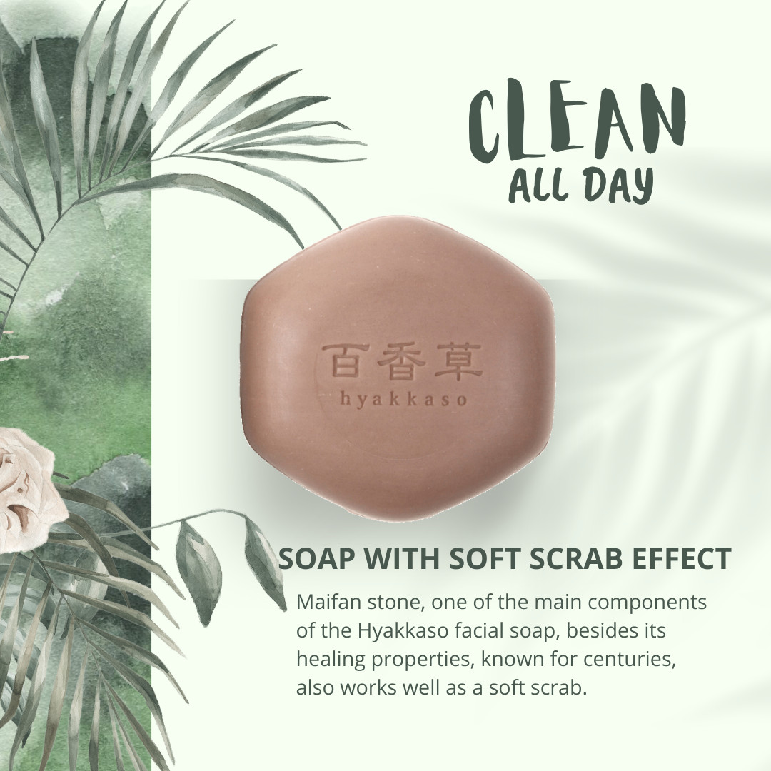 HYAKKASO Japanese Facial Herbal Soap scrab Bar Acne Natural Skincare 80g 2.8Oz