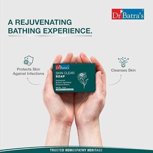 Dr Batra Skin Clear Soap, Enriched with Berberis aquifolium,Echinacea 75g x 4