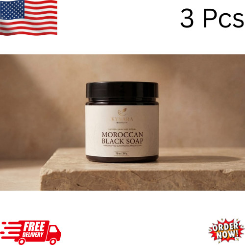 Moroccan Black Soap 200g Handmade Olive Paste & Argan Oil Skin Cleanser