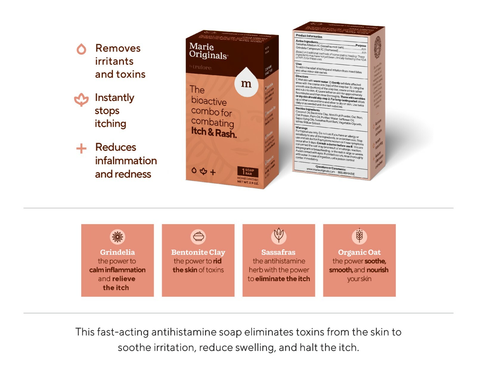 Natural Itch Relief Bar Soap: Heals Insect Bites Soothes Itches- Maries Original
