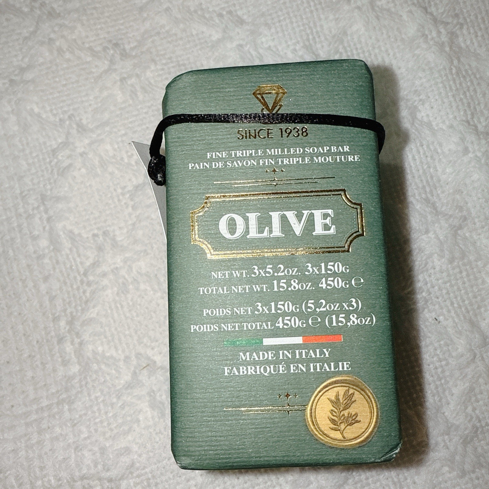 ZENI Olive FINE TRIPLE MILLED SOAP BAR (3 BARS )5.3OZ EACH MADE IN ITALY