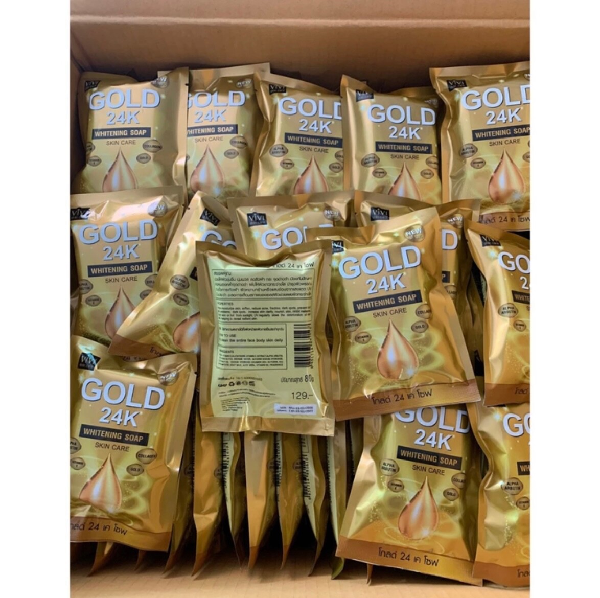 VIVI Gold 24K Whitening Soap Collagen 3x80g Nourish Moisture Face Body Skin Care