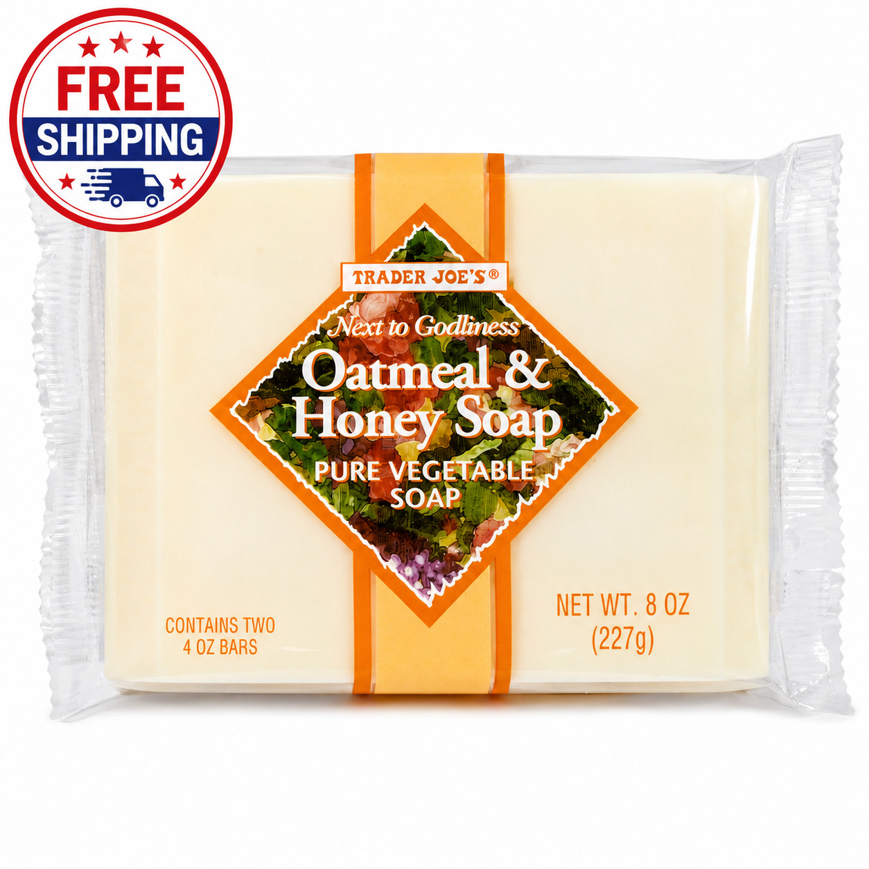 Trader Joe’s Oatmeal & Honey Soap 8 oz 2 Bars Pure Vegetable Soap Sealed NEW