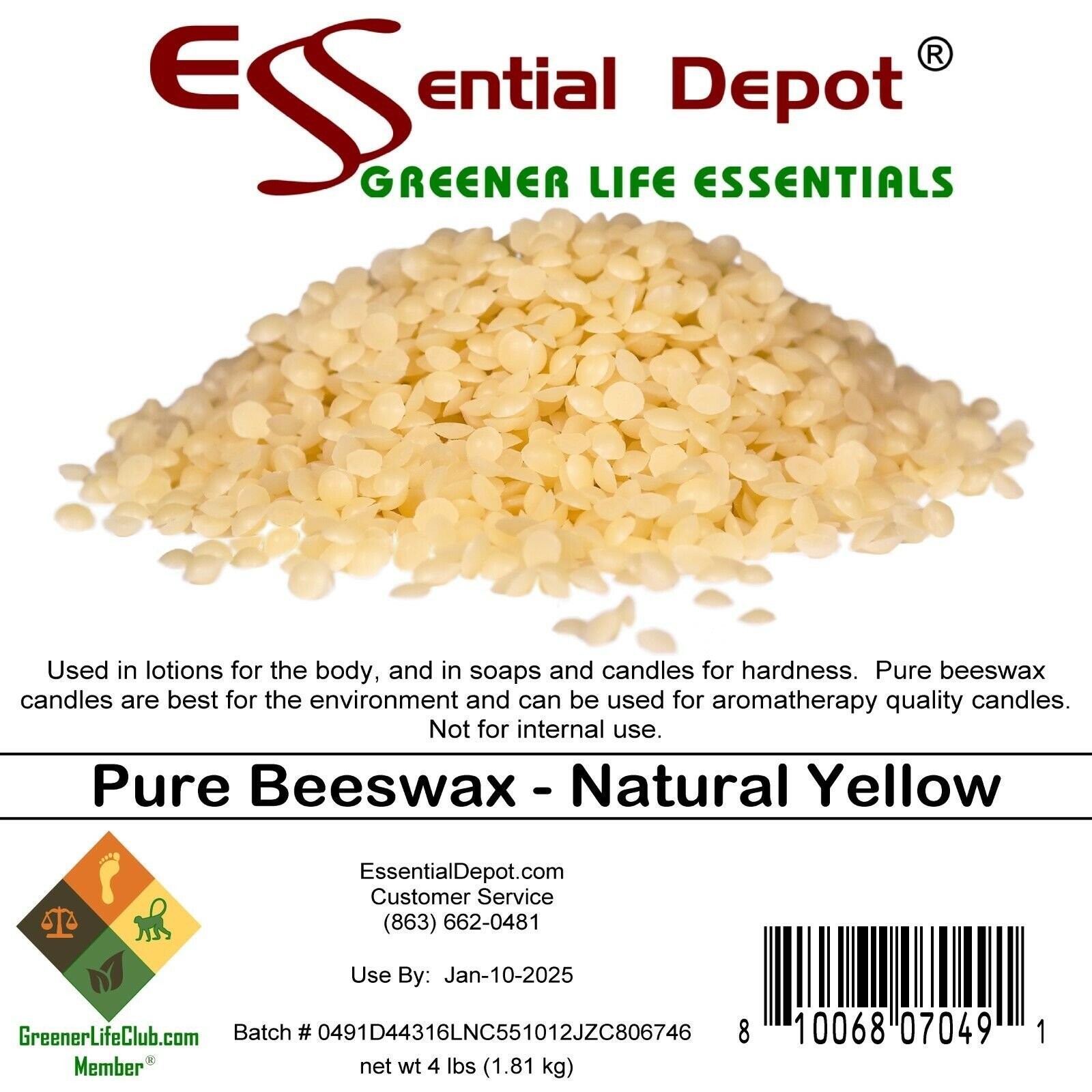 Bees Wax Pastilles Pearls – Yellow – 4 lbs – Greener Life Club Box