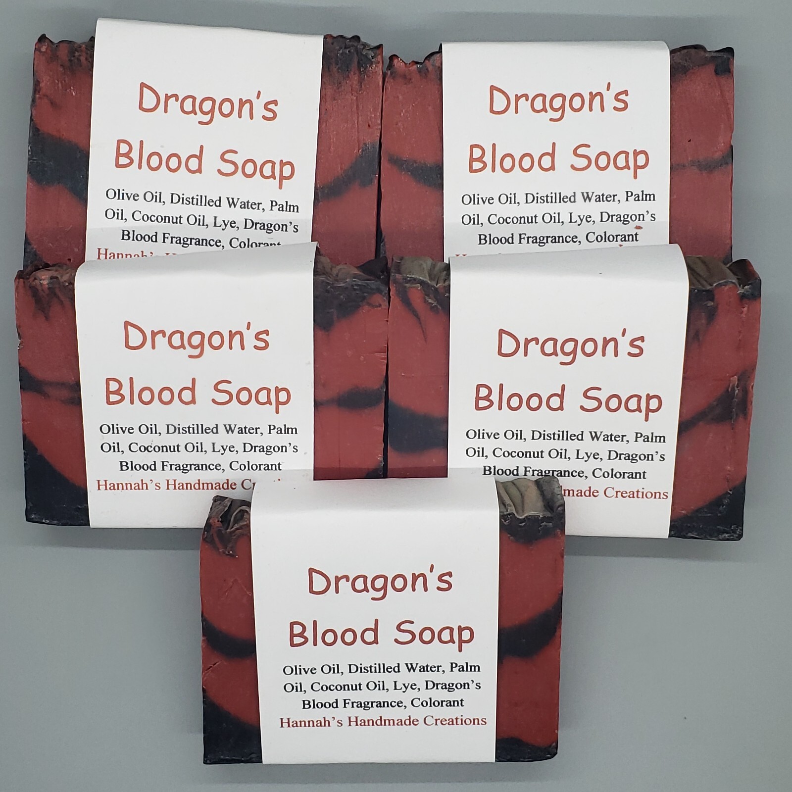 5 pack of Dragon’s Blood Soap – uniquely scented & made with a blend of 3 oils