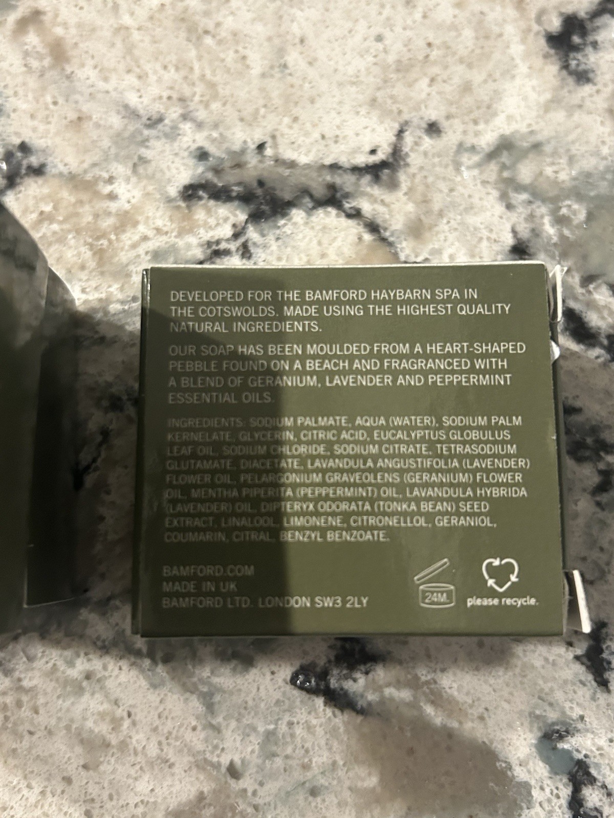 Bamford Small 1.7oz Pebble Soap GERANIUM LAVENDER PEPPERMINT Set Of 3