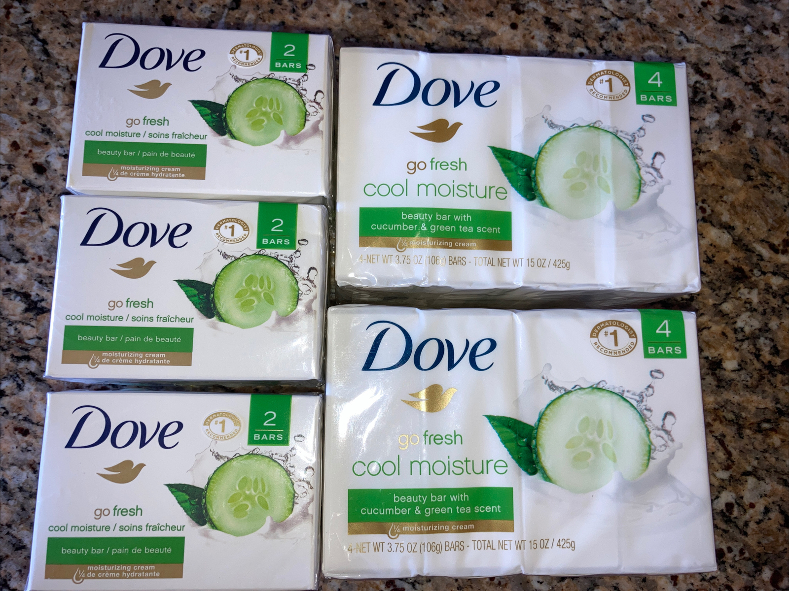 14 Bars Total Dove Beauty Bar Soap Go Fresh Cool Moisture Cucumber Green Tea
