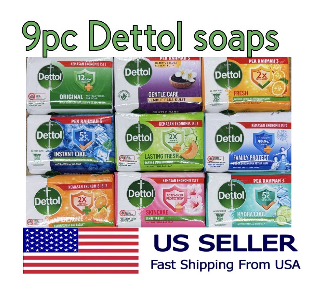 9pc Dettol Bar Soaps mixed with 100g Each Free Shipping USA