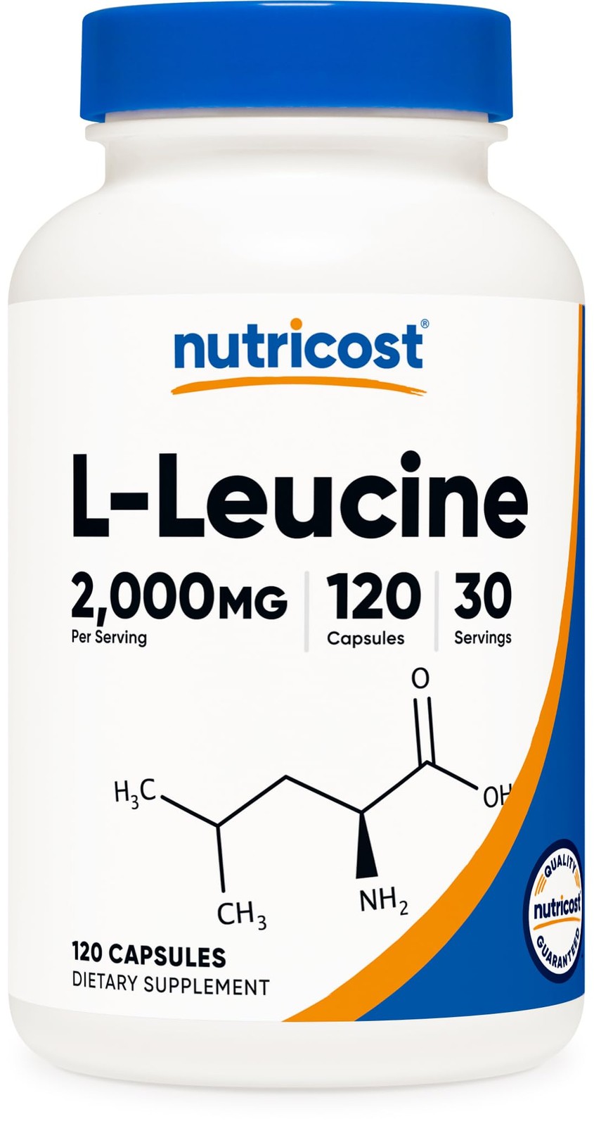 Nutricost L-Leucine 2,000mg, 120 Vegetarian 120 Count (Pack of 1), Red