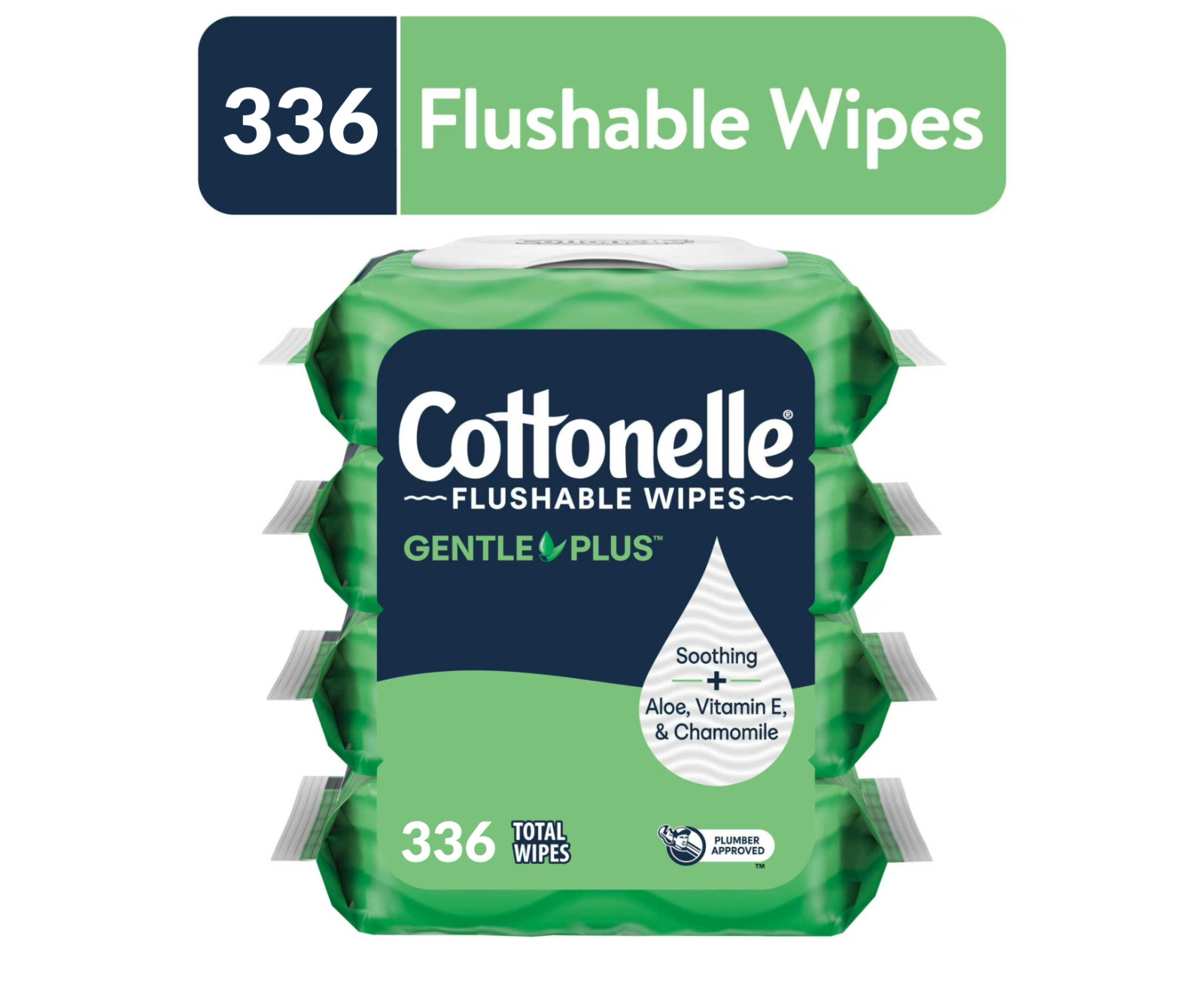 Cottonelle GentlePlus Flushable Wet Wipe 4 Flip-Top Packs 2pack total 336