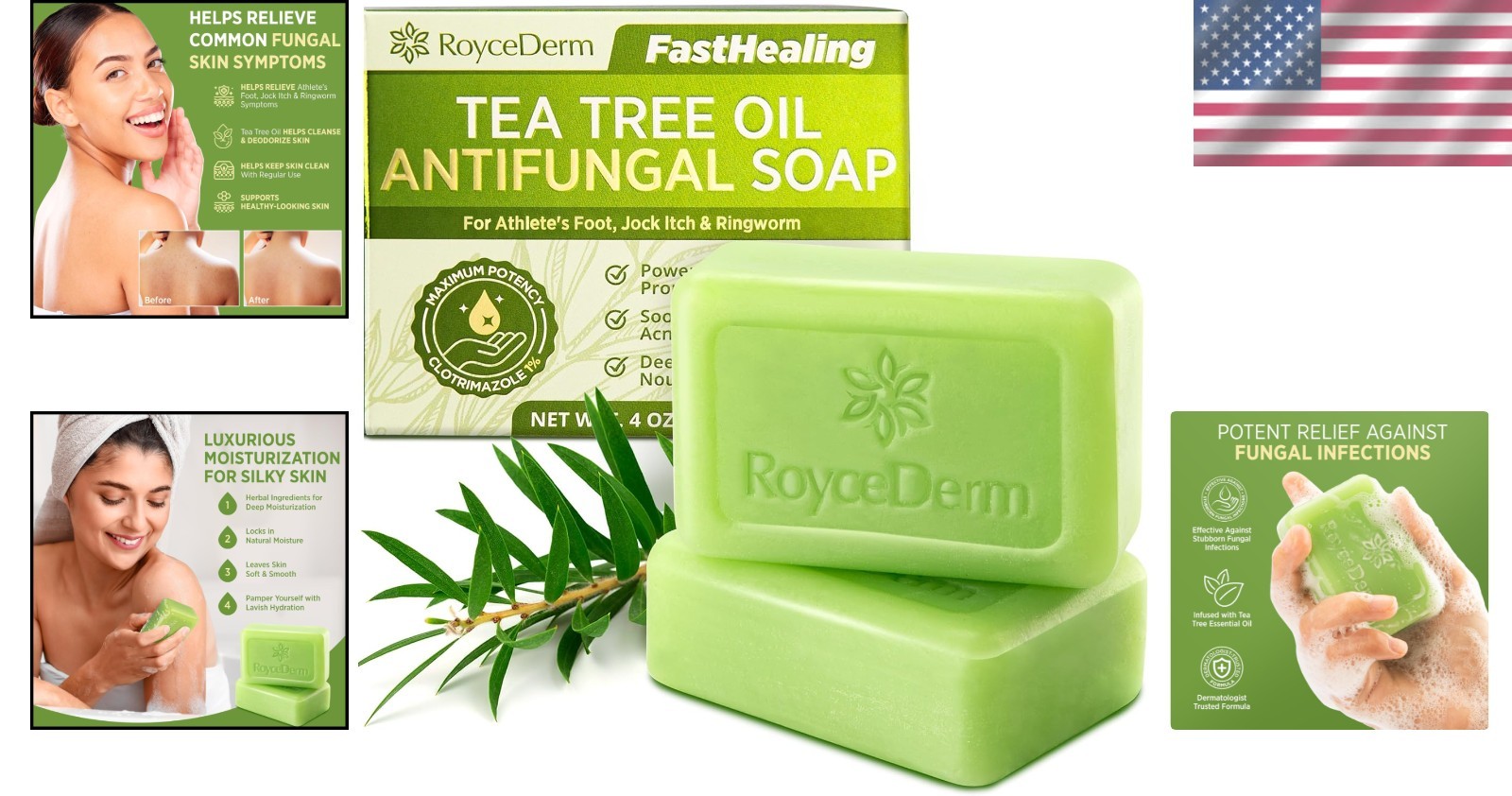 Roycederm Antifungal Antibacterial Tea Tree Soap | Treatment Soap for Face &…