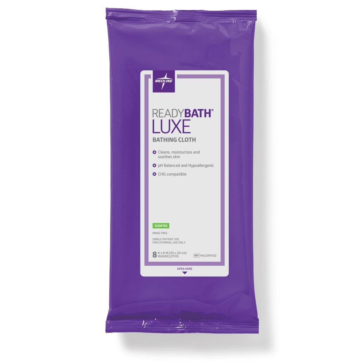 Medline ReadyBath Luxe Adult Bath Wipes Scented Extra Aloe Sensitive Skin 8ct