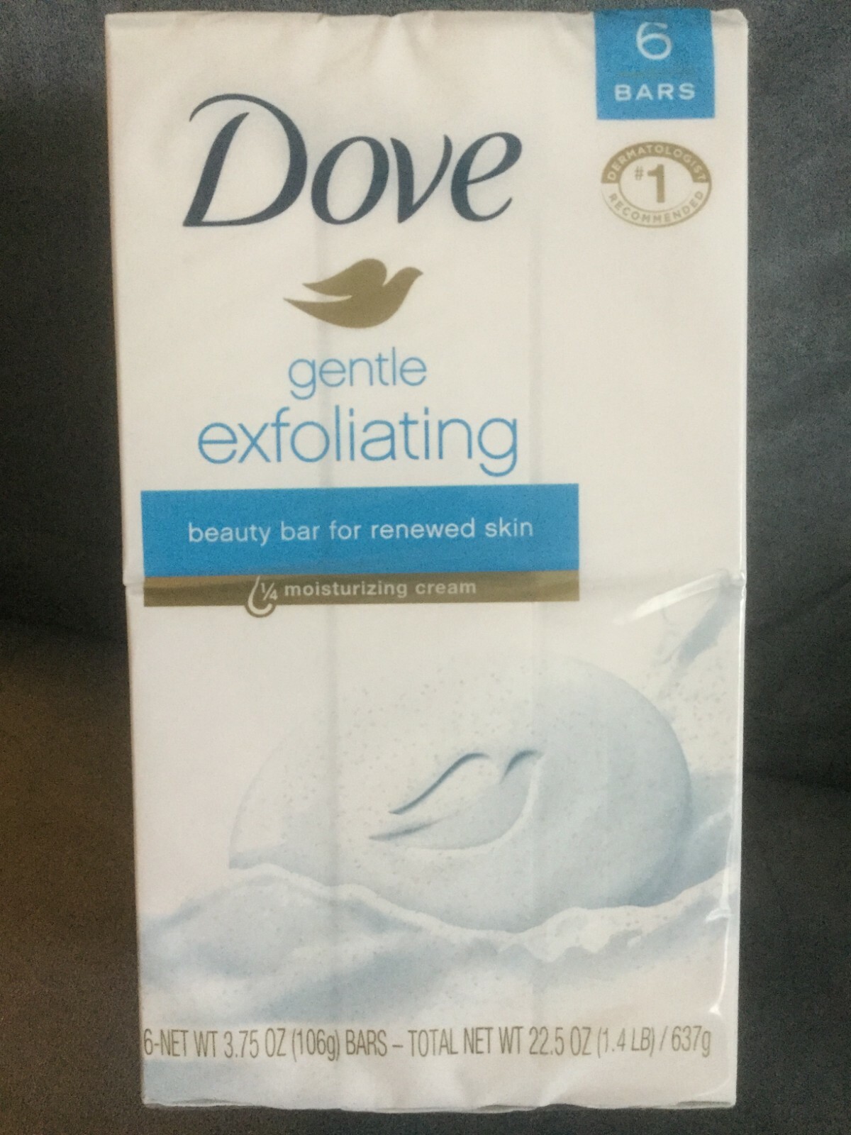 DOVE GENTLE EXFOLIATING BEAUTY BAR SOAP 6 PK (BARS 3.75 OZ EACH) – NEW IN BOX
