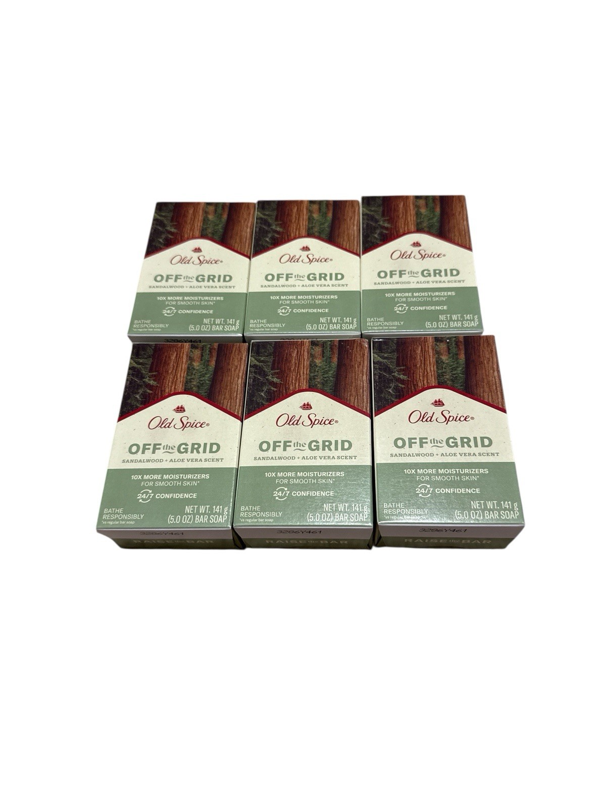 6 Old Spice Off the Grid Sandalwood + Aloe Vera Scent Bar Soap 5 oz. ea