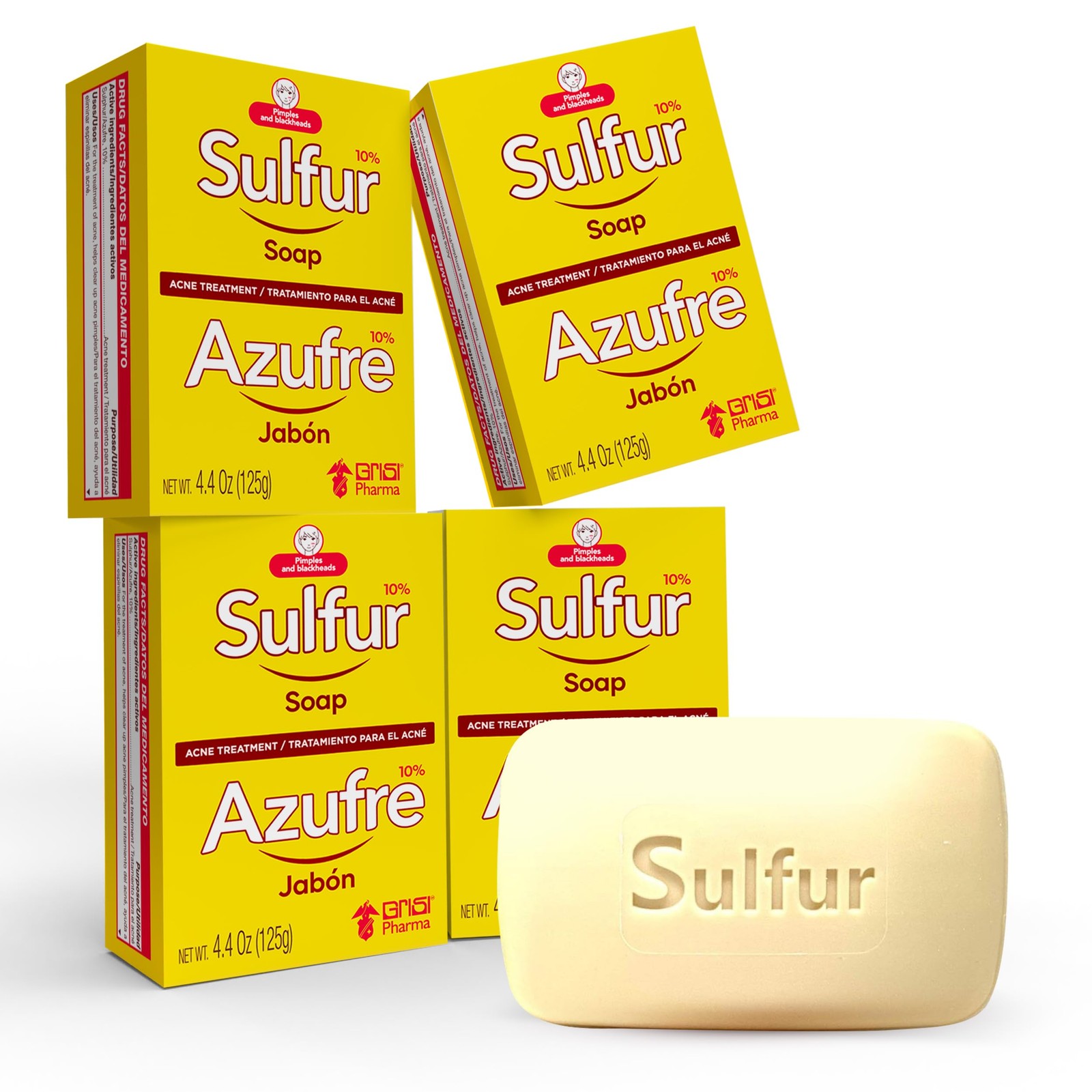 10% Sulfur Acne Treatment Soap Bars 4.4 oz 4 Pack