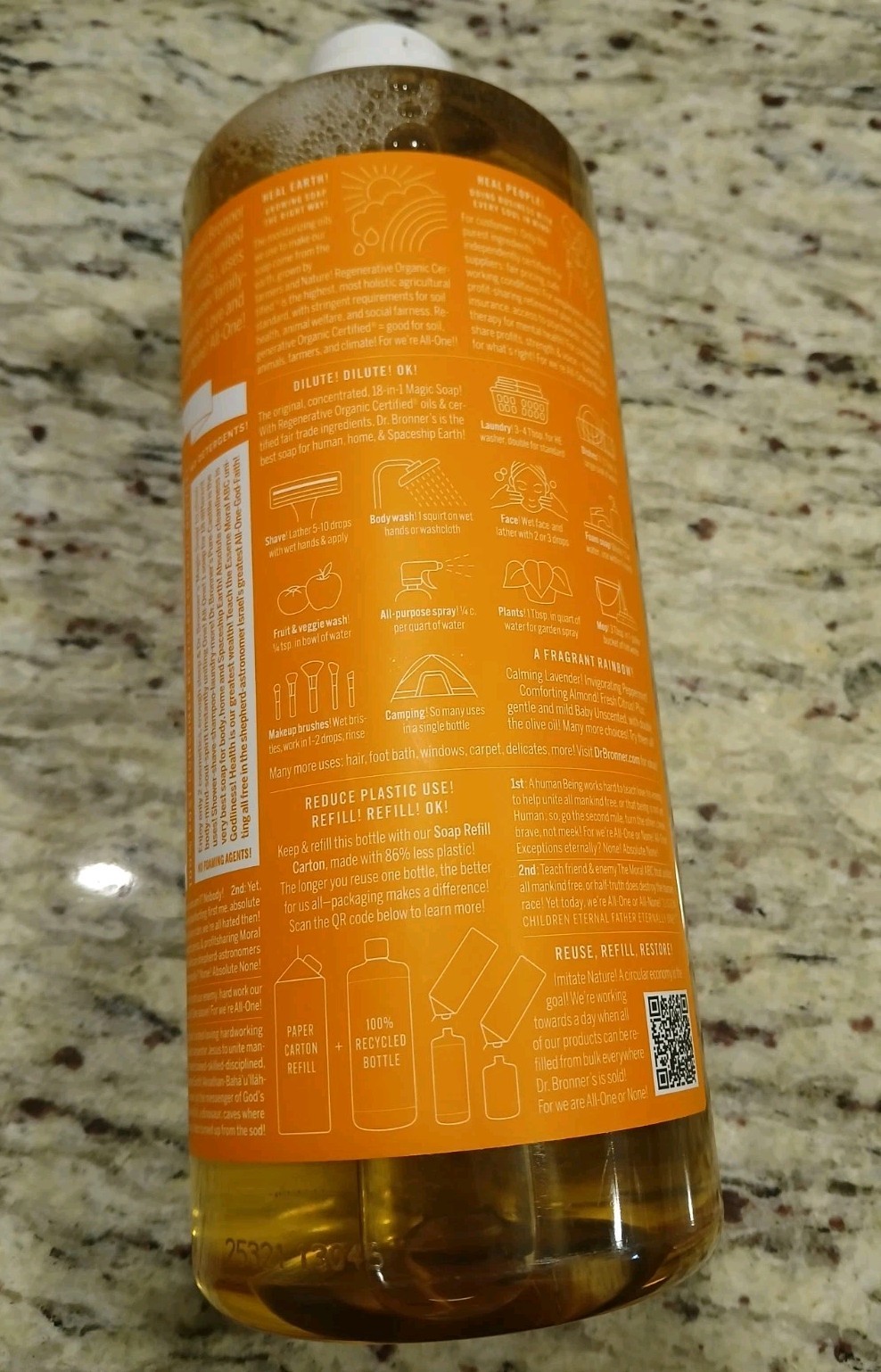 Dr. Bronner’s Pure Castile Magic Liquid Soap 32 Fl Oz Pack of 1 Tea Tree 18 Uses