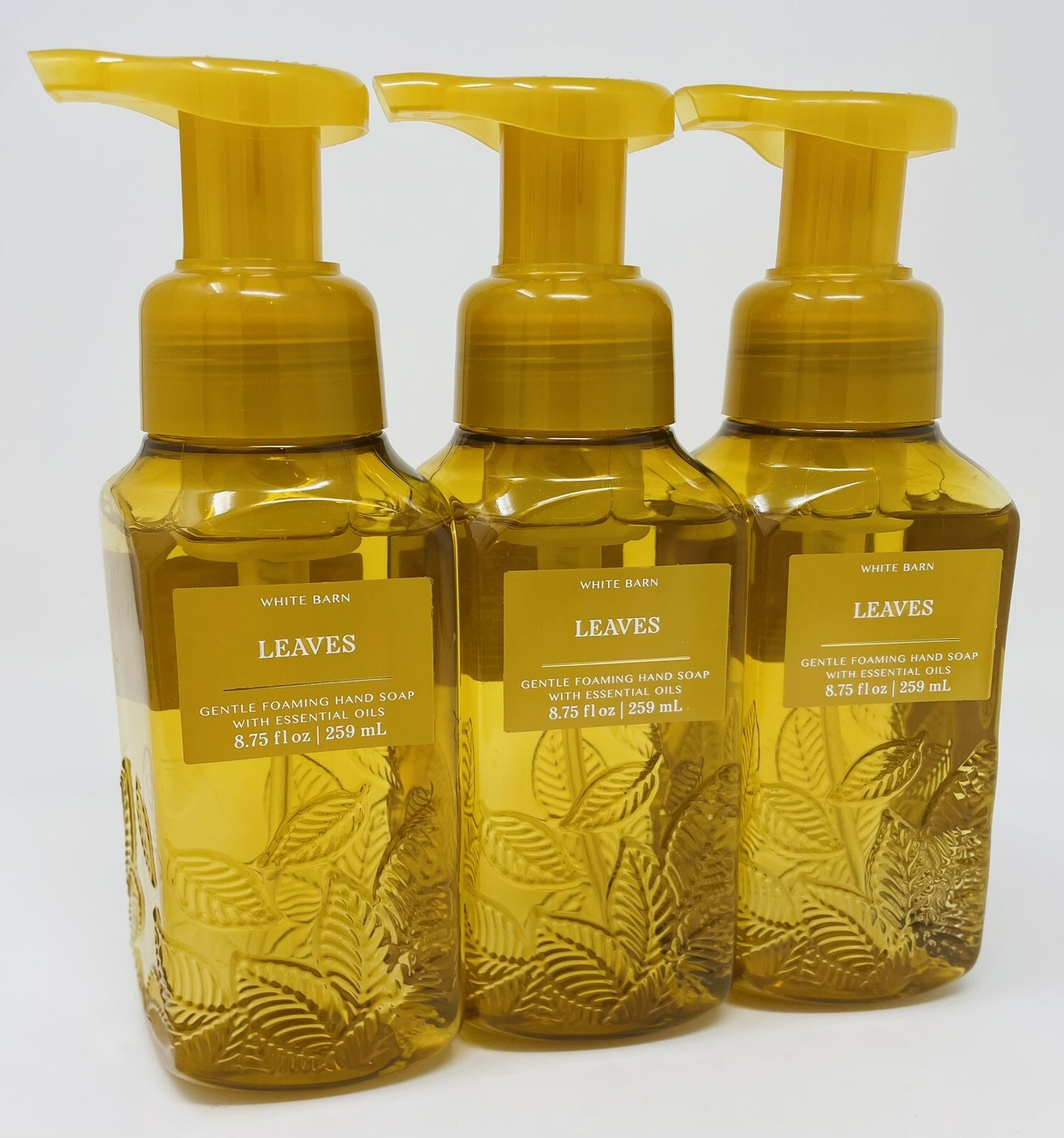 x3 WHITE BARN LEAVES Gentle Foaming Hand Soap 8.75 oz Bath & Body Works