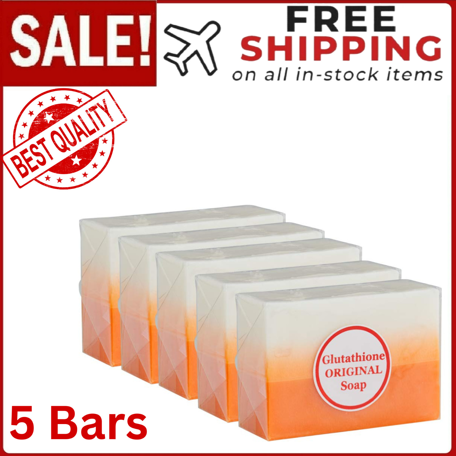 Glutathione & Kojic Acid Original Dual Soap – For Flawless Glowing Skin (5 Bars)