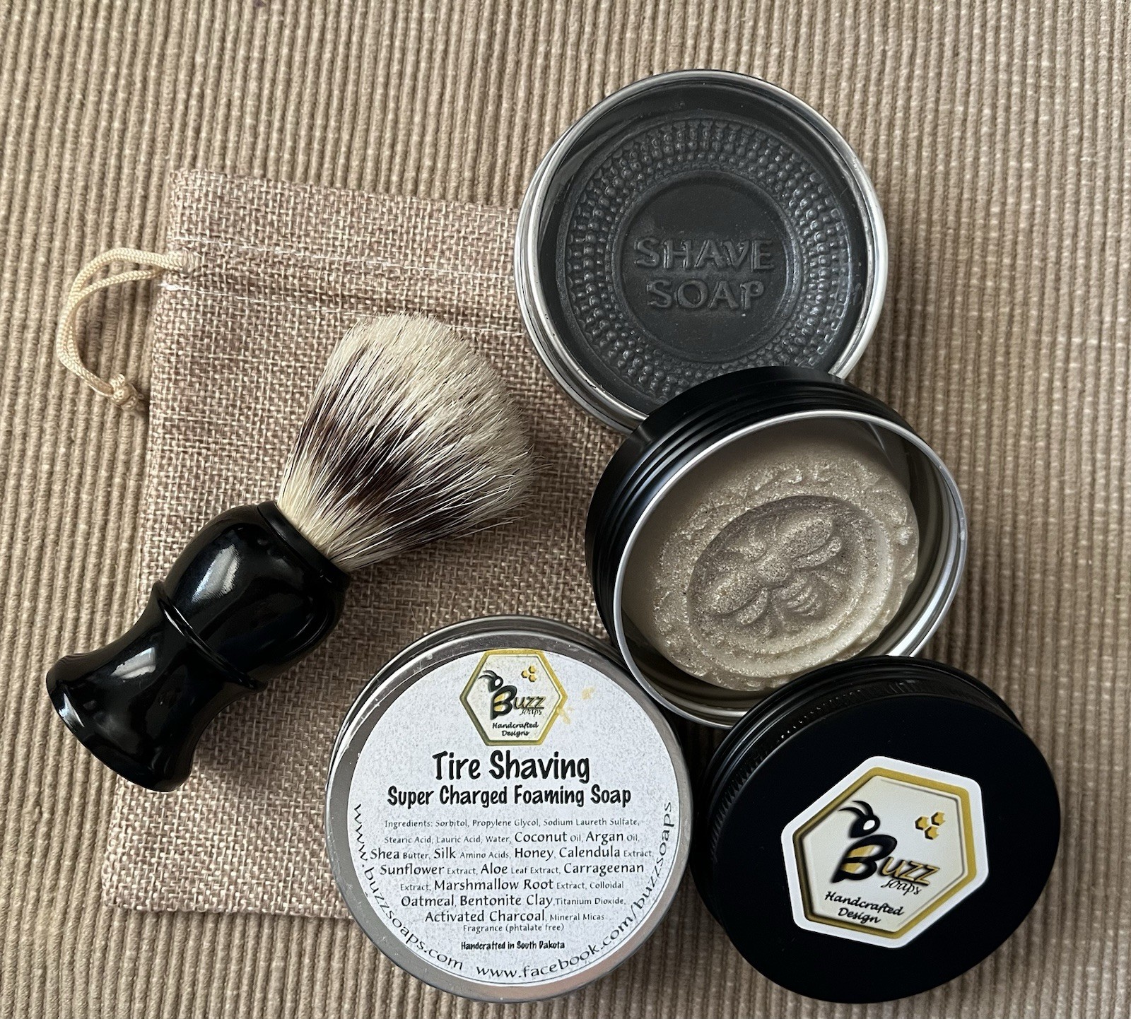Original Handcrafted Men’s Foaming Soap, Facial Soap & Brush from Buzz Soaps USA
