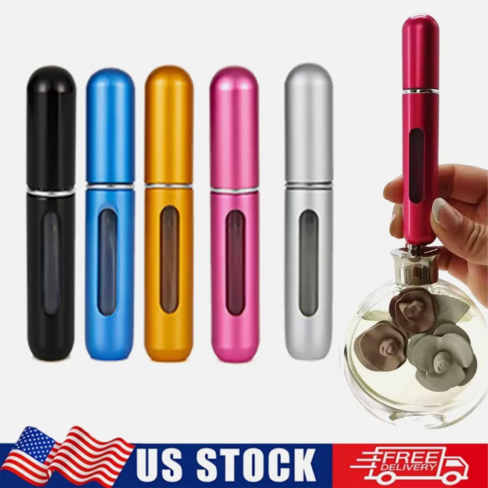 5 Pcs Refillable Travel Portable Perfume Atomizer Bottle Spray Pump Case 5ML