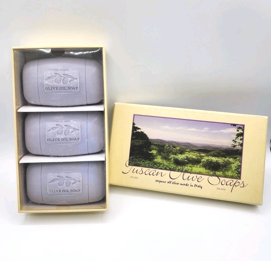 Sapone Tuscan Olive Oil Soaps Wildflower Scent Purple 3 Bar Soap Set!