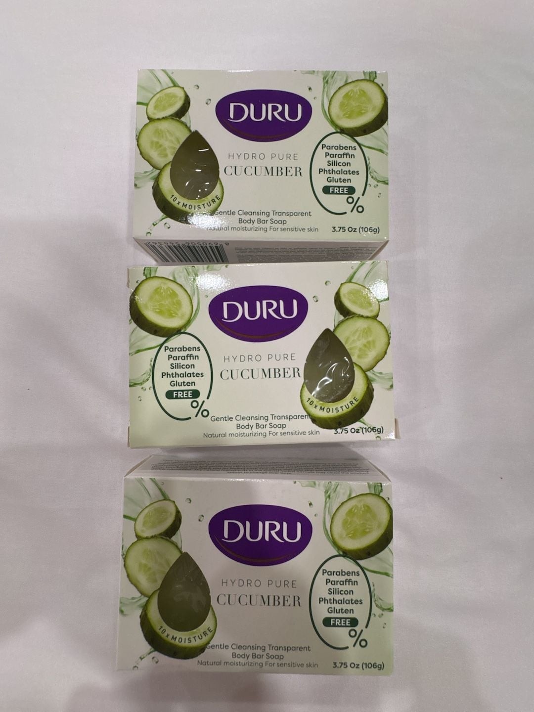 Duru Hydro Pure Cucumber Gentle Cleansing Transparent Body Bar Soap (Pack of 3)