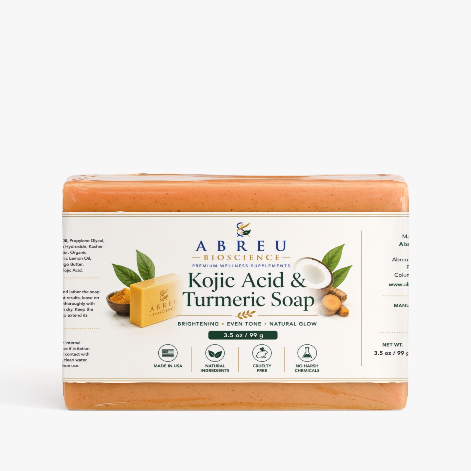 Abreu BioScience Kojic Acid & Turmeric Soap