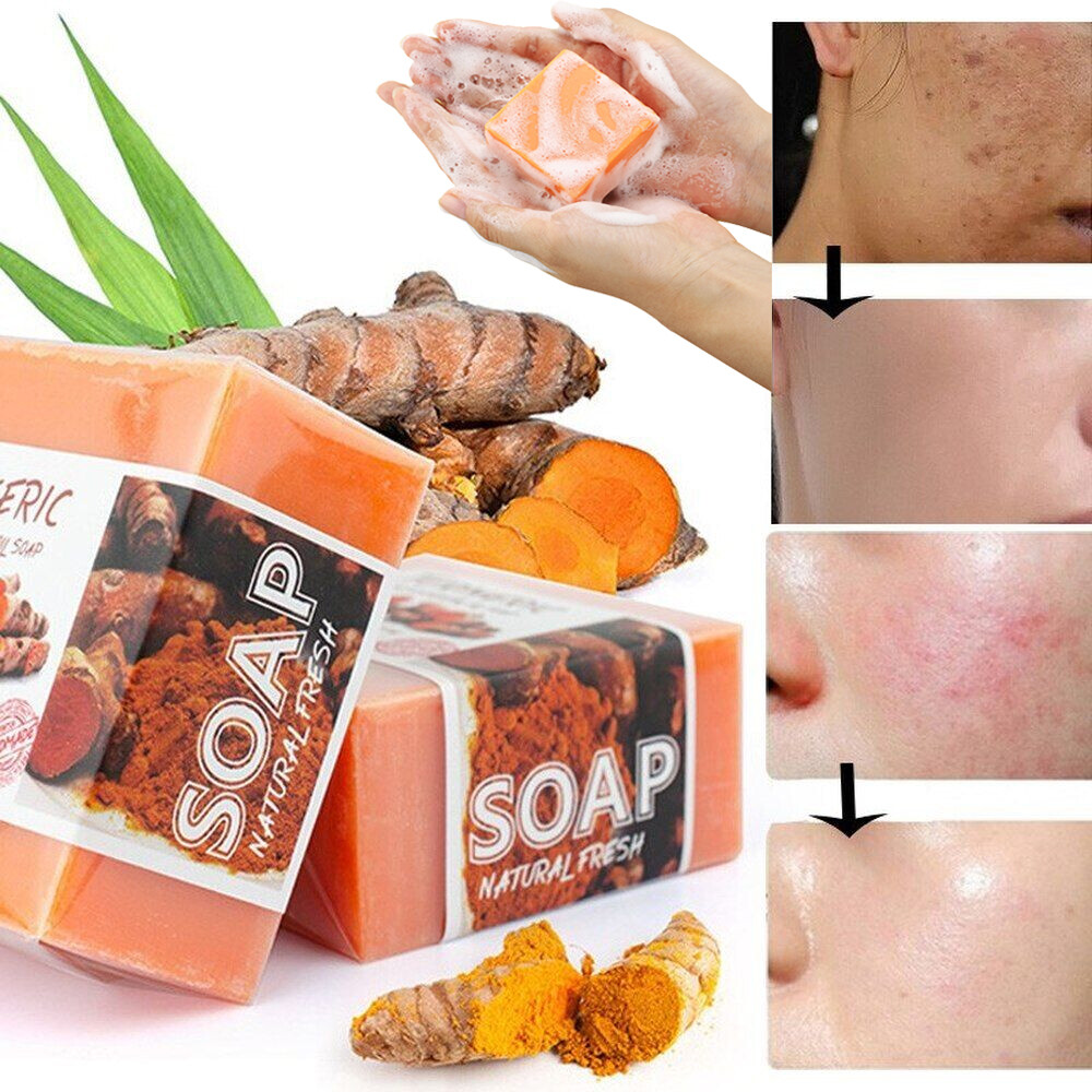 3PCS Turmeric Soap Skin Whitening Dark Spots Lightening Acne Brightening Tumeric