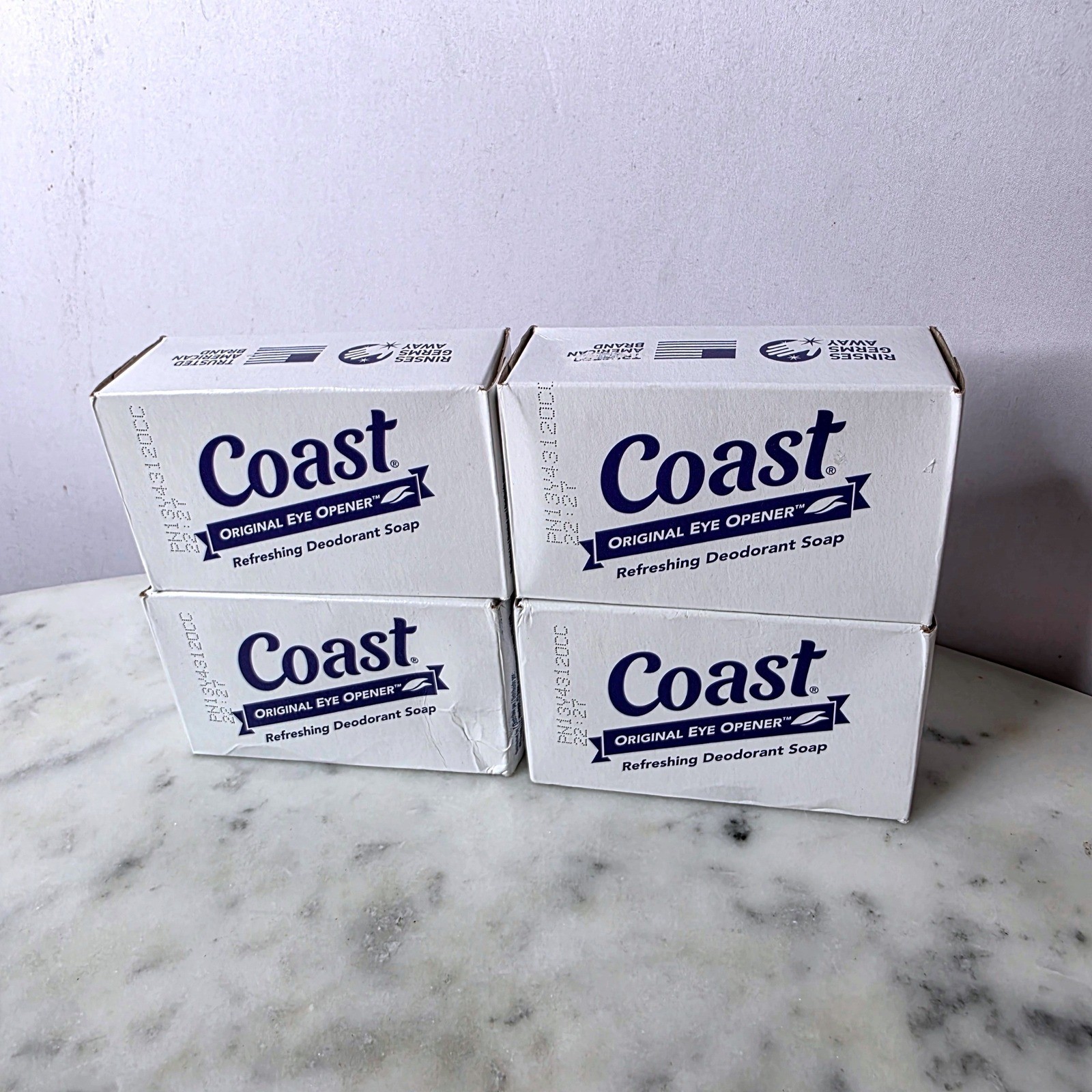 Vtg Coast Original Eye Opener Refreshing Deodorant Soap 4 Bars 4oz Each USA