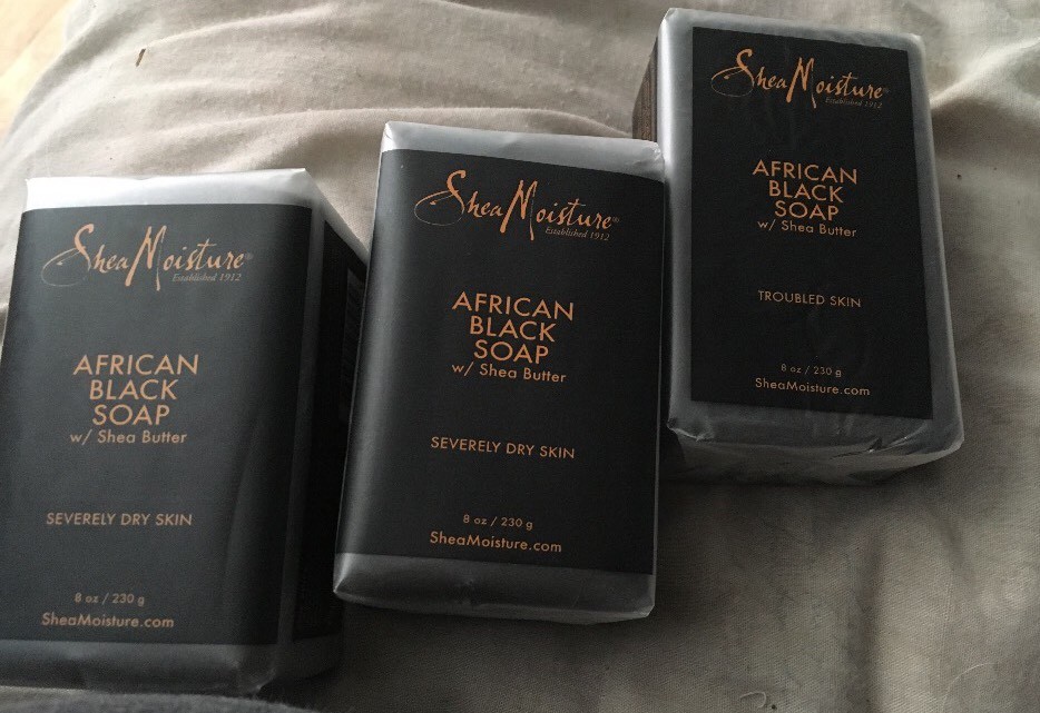 3 Shea Moisture African Black Soap with Shea Butter severely dry troubled skin