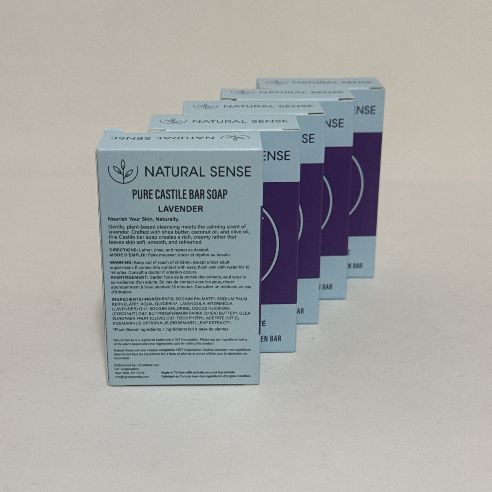 Natural Sense Pure Castile Lavender Bar Soap Plant Based 5 oz (141g) ~ 5 Pack