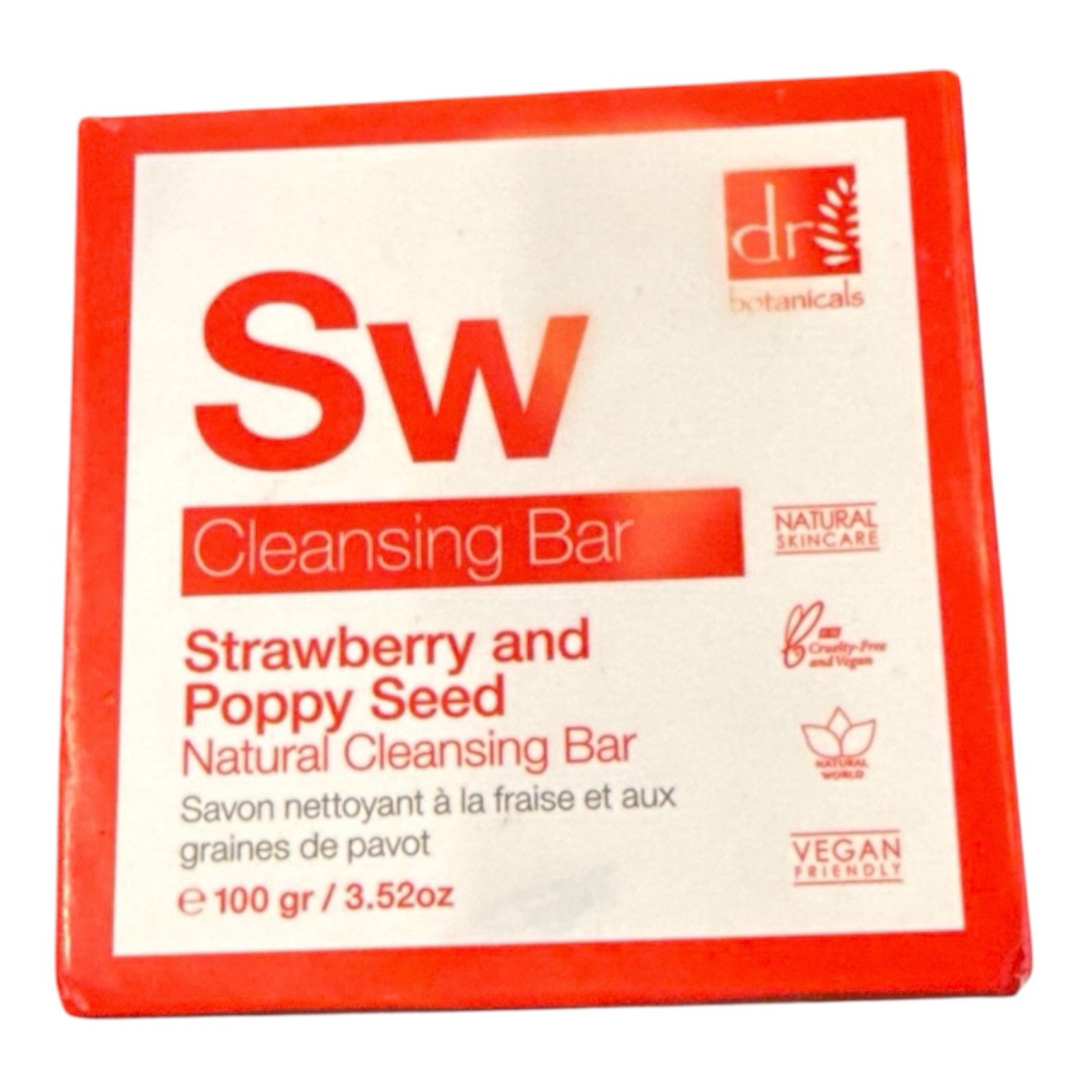 Dr Botanicals Sw Cleansing Bar Strawberry and Poppy Seed 3.52 oz NIB