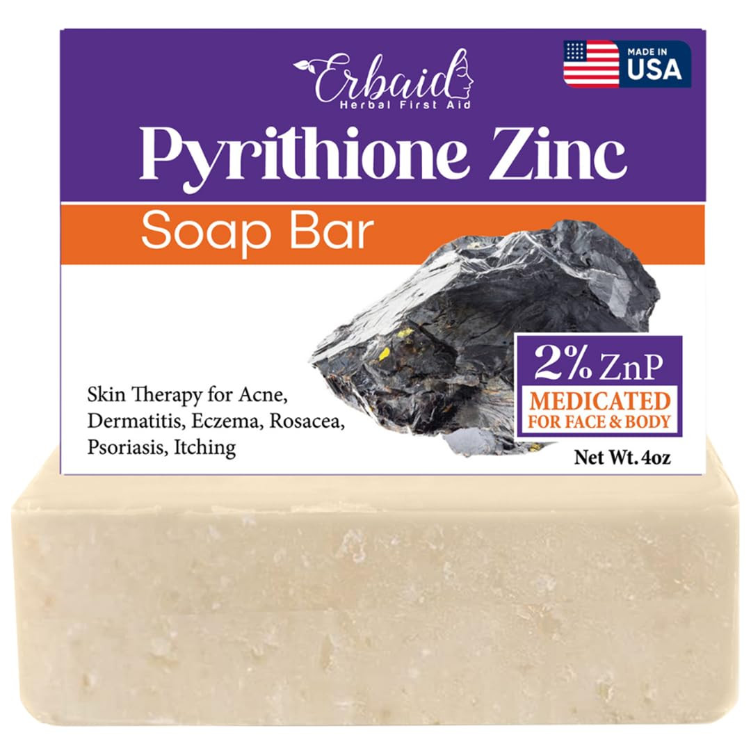 Pyrithione Zinc Soap Bar for Face & Body, 4oz | 2% ZnP Bar Soap Skin Repair Clea