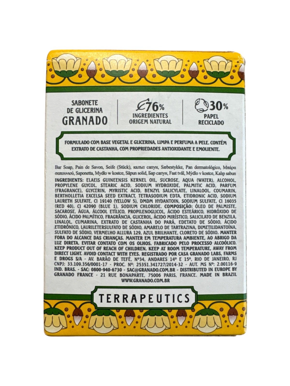 Granado Glycerin Bar Soap Brazil Nut Extract 90g / 3.17oz