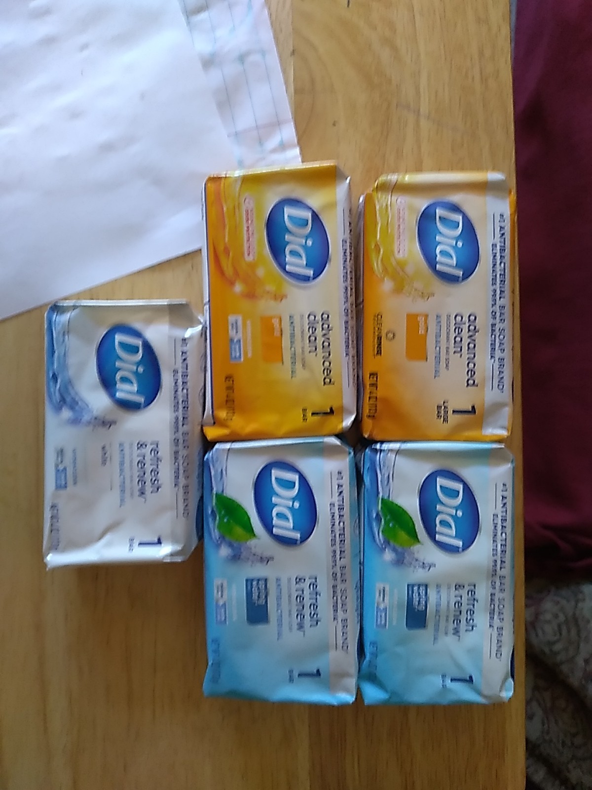 A Bundle Of 5 4oz Dial Bar Soaps Advanced Clean And Refresh And Renew