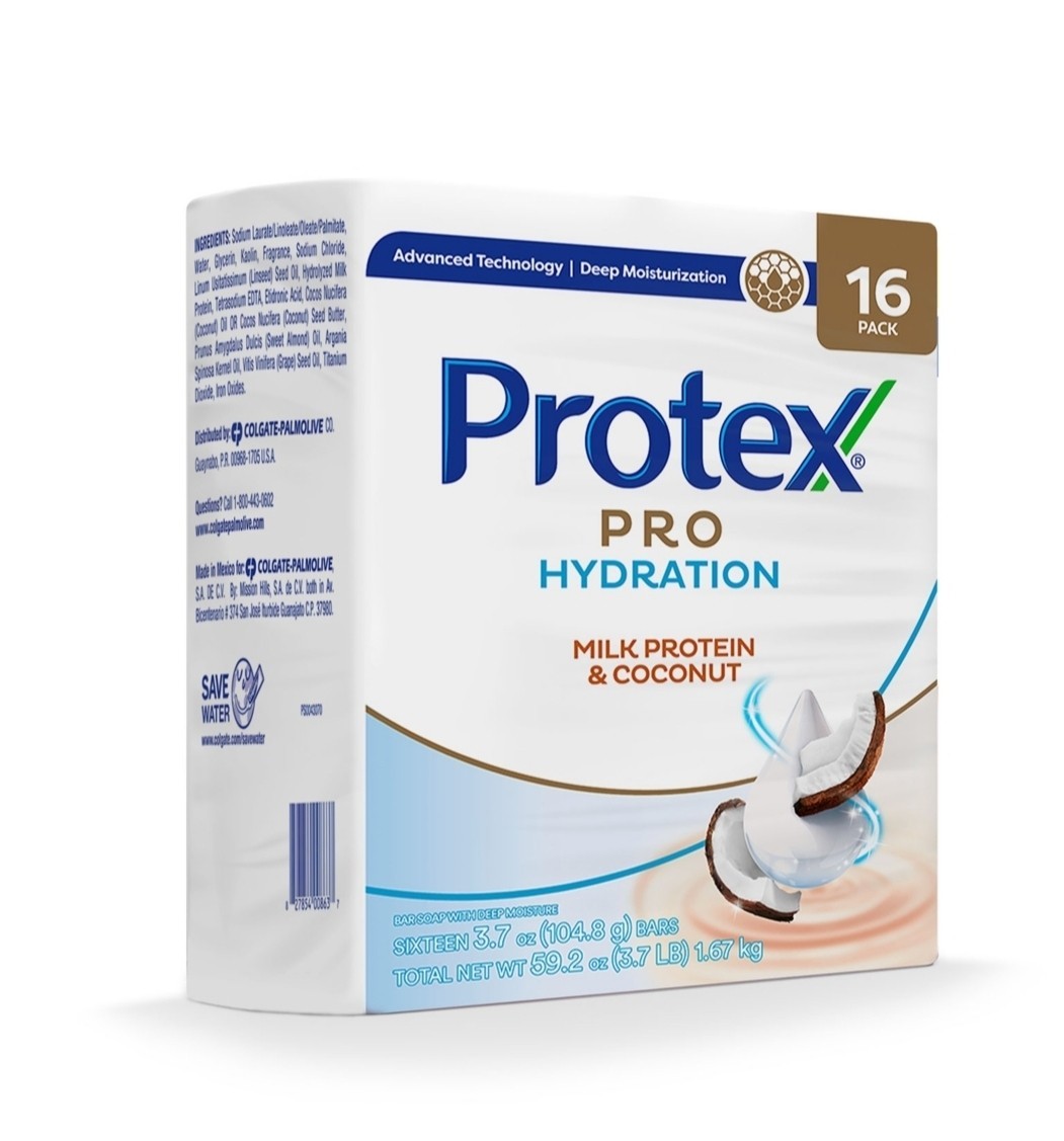 16 BARS PROTEX PRO HYDRATION MILK PROTEIN & COCONUT ANTIBACTERIAL SOAP