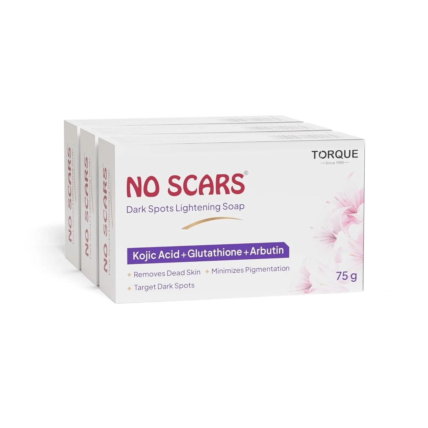 No Scars Kojic Acid & Glutathione Whitening Body Soap 75g Pack of 3 FreeShipping