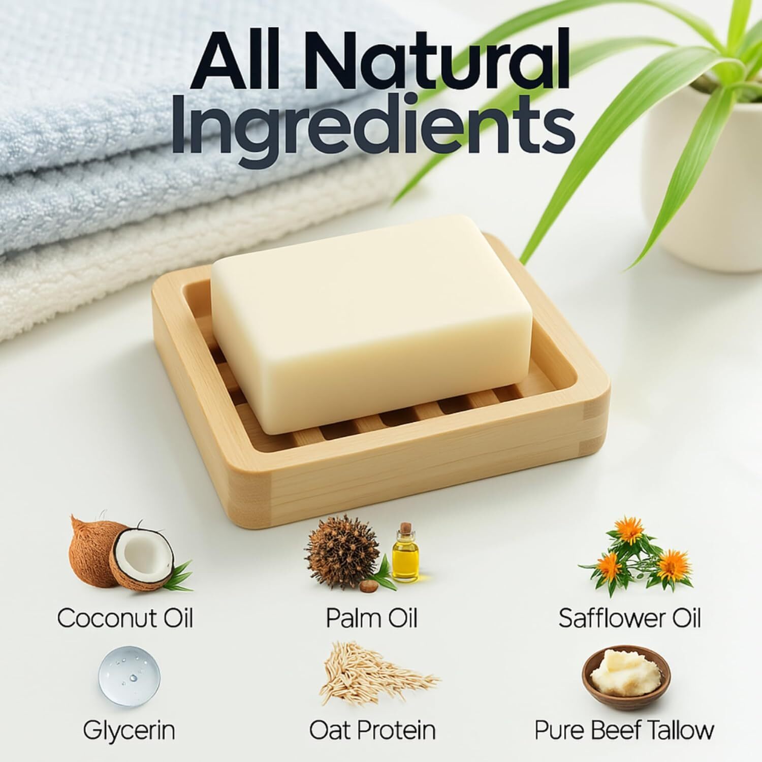 Beef Tallow Soap Bar – All Natural Grass Fed Tallow Soap Unscented – Moistur