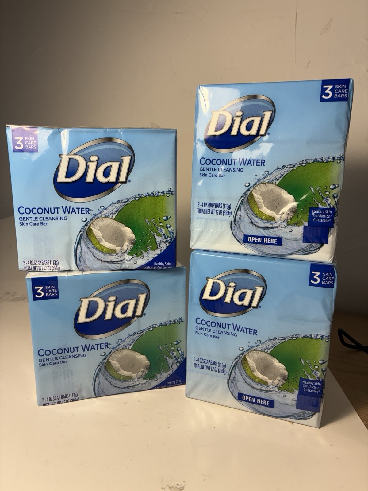 12 Dial Coconut Water Gentle Cleansing Skin Care Bar Soap 4 Oz. ea 4 packs of 3