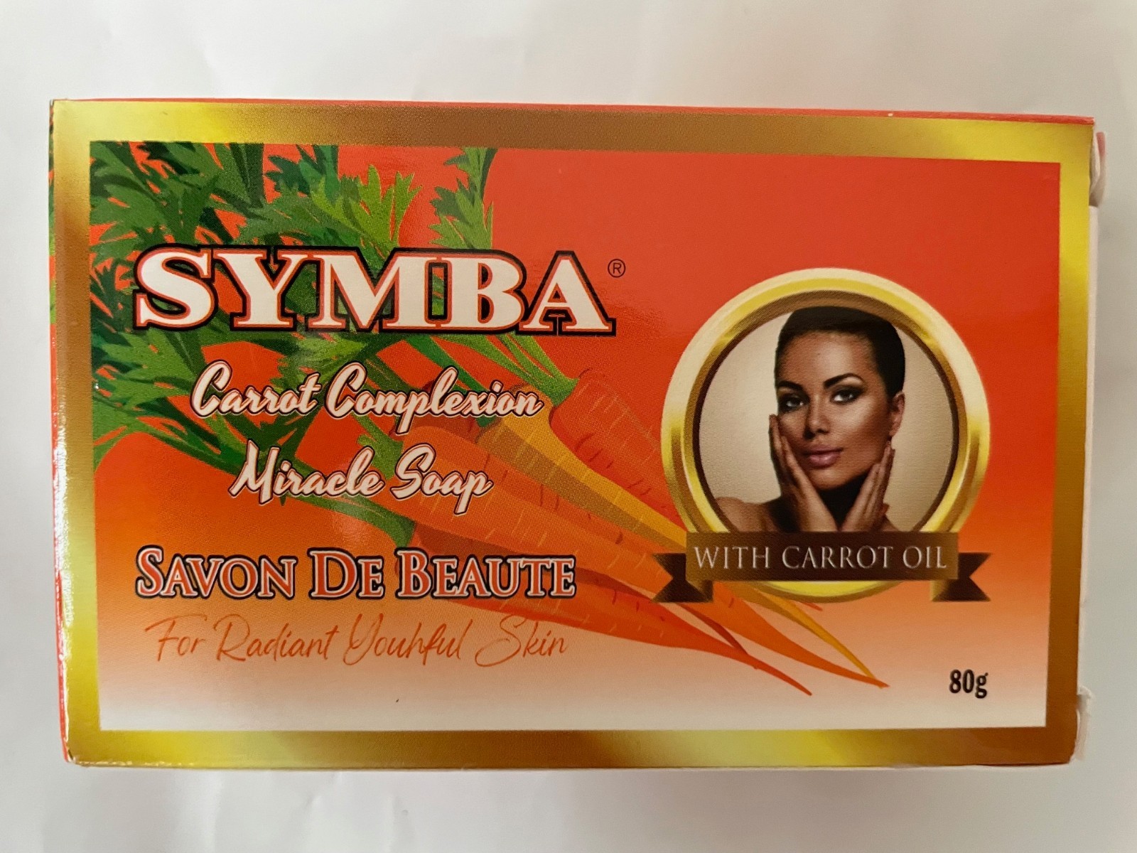 Symba Carrot Complexion Miracle Soap – 6 Pack (80g) Beauty Bar Radiant Skin, 80g
