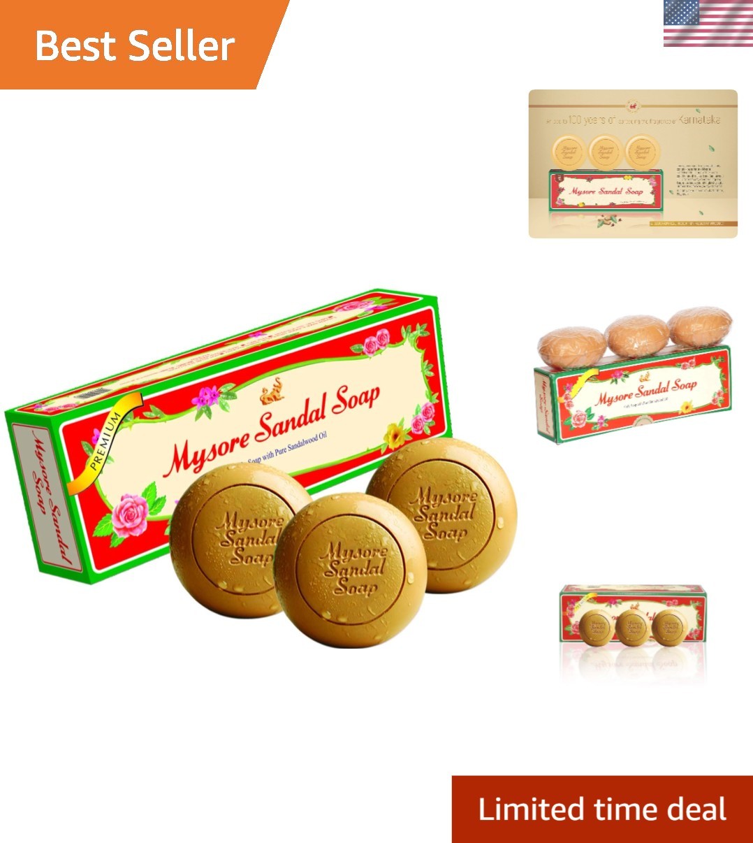 Natural Sandalwood Soap Set – 3 Bars of 150g Each for All Skin Types