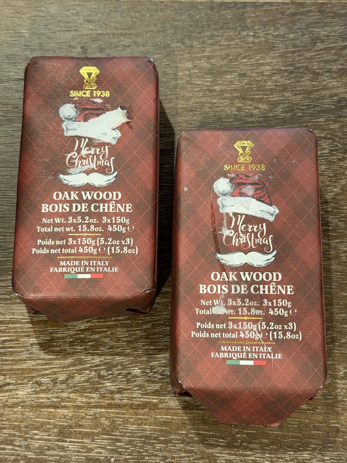 OAKWOOD BOIS DE CHENE XMAS 5.3 OZ EACH SOAP BARS LOT 2 ITALY MENS NEW