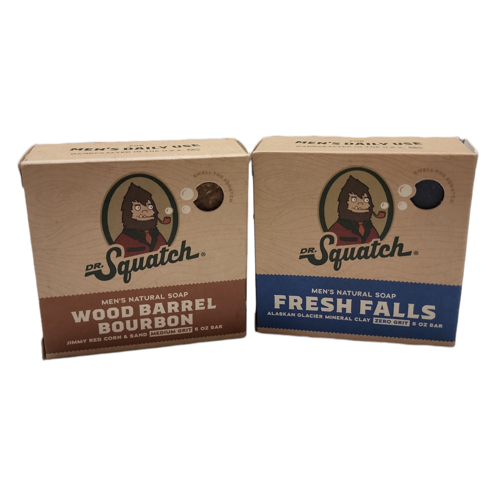 Dr. Squatch 5 oz. Wood Barrel Bourbon and Fresh Falls Bar Soap 2 LOT