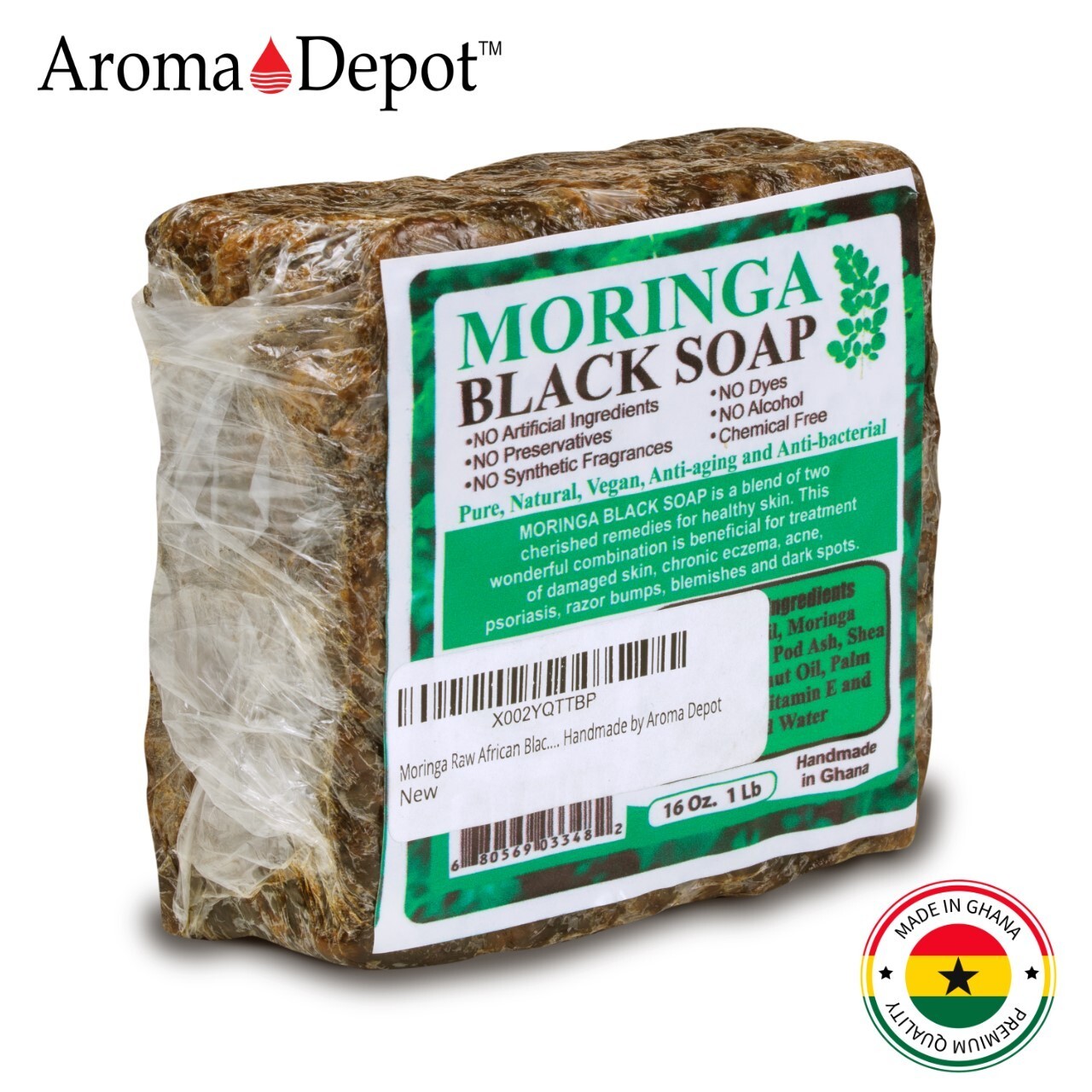 MORINGA Black Soap Herbal Vegan Organic Unrefined 100% Natural Anti Acne/Fungus